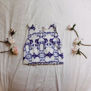 WHITE AND BLUE CROP TOP FOR SUMMER OPEN BACK